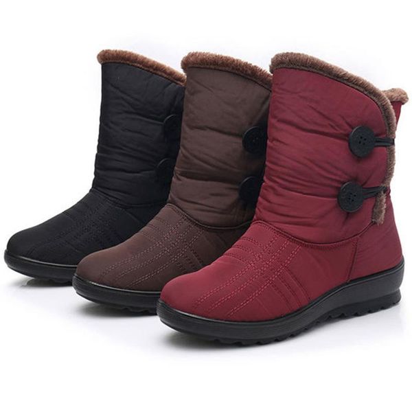 

women boots winter thick warm women snow boots waterproof ankle shoes wedges platform plush shoes ladies botas mujer, Black