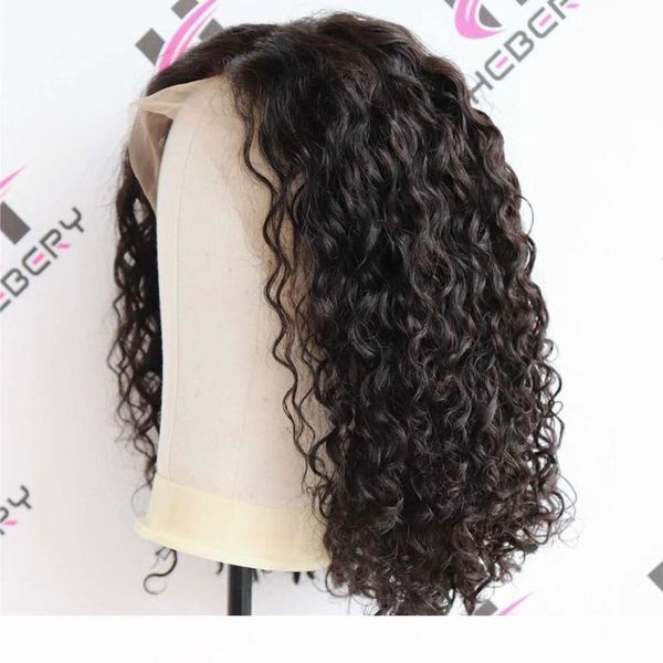 

short wavy lace front human hair wigs brazilian hair glueless full lace human hair wigs water wave lace wig quality, Black;brown