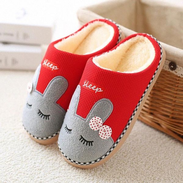 

women indoor slippers warm plush lovers home cotton slipper anti slip soft bottom winter shoes woman men house floor slides #aj2i, Black