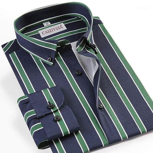 

men's dress shirts high-end 97% cotton men's long sleeve shirt button-down collar social striped regular fit fashion smart casual1, White;black