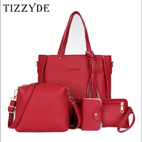 

2020 women's bag fashion litchi grain four-piece set mother bag tassel sling shoulder handbag composite ygq260
