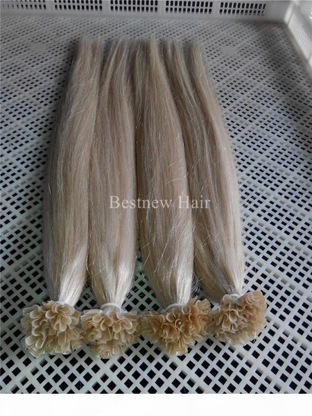

dhl 100g brazilian indian remy nail u tip hair extensions 1g s 18" 20" 22" 24" 60# platinum blonde nail ti, Black