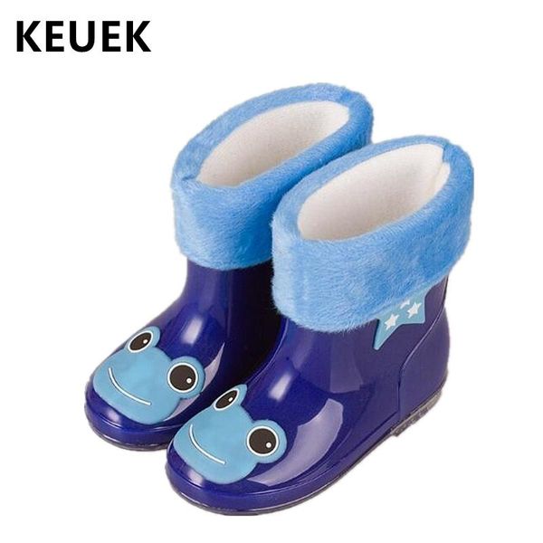 

autumn winter children rain boots warm plush waterproof shoes boys girls baby slip on ankle boots pvc soft snow boots 03b bbyayd homebag, Black