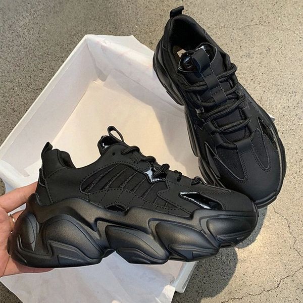 

new women's sneakers vulcanize shoes korean fashion new female black pink platform thick sole running casual shoes woman #bu6q