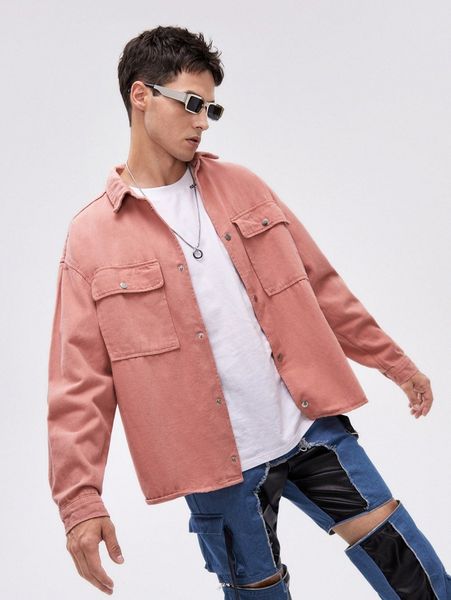 

men flap pocket solid denim jacket o0wi#, Blue