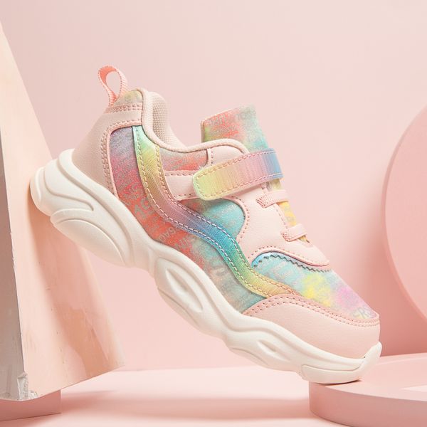 

baby children for girls shoes kids sneakers toddler first walking rainbow colorful leatber fashion 2020, Black