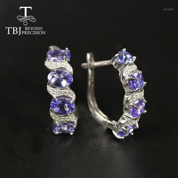 

dangle & chandelier tbj,natural blue tanzanite clasp earring ,4ct real tanzania color 6 piece oval 4*6mm 925 sterling silver fine jewelry wo
