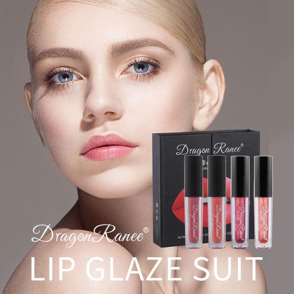 

lip gloss 4pcs/set matte liquid lipstick wet cherry jelly red tint shiny oil nude