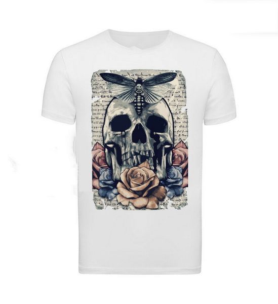 

white mens t-shirt vintage skull с розами цветочный art designer graphic tee d485 мода классический tee shirt спорта толстовка с капюшоном т