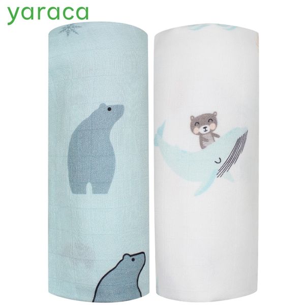 

2pcs одеяла из бамбука хлопок муслин подгузники пеленает для новорожденного полотенца детской коляски постельных wrap детских товаров y20100