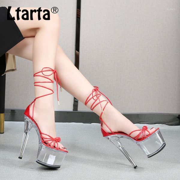 

sandals ltarta 34-43 super high heel peep toe shoes 20cm women's stiletto nightclub transparent lfd-1986-b11, Black