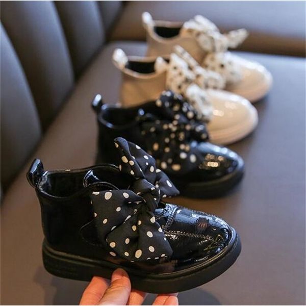 

kids children bow baby girls ankle fashion dress shoes brand casual sweet soft martin boots new autumn, Black;red