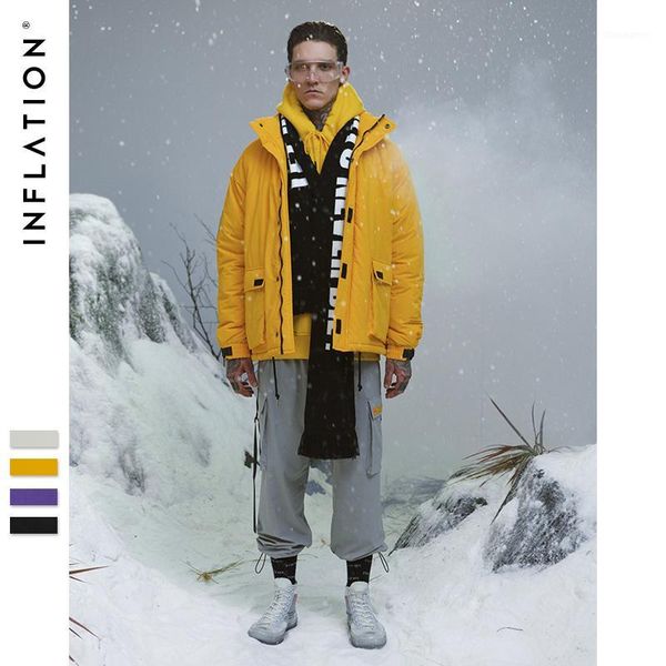 

inflation 2018 winter jackets coat fashion cotton padded windproof thick warm soft brand clothing male parkas 8761w1, Tan;black