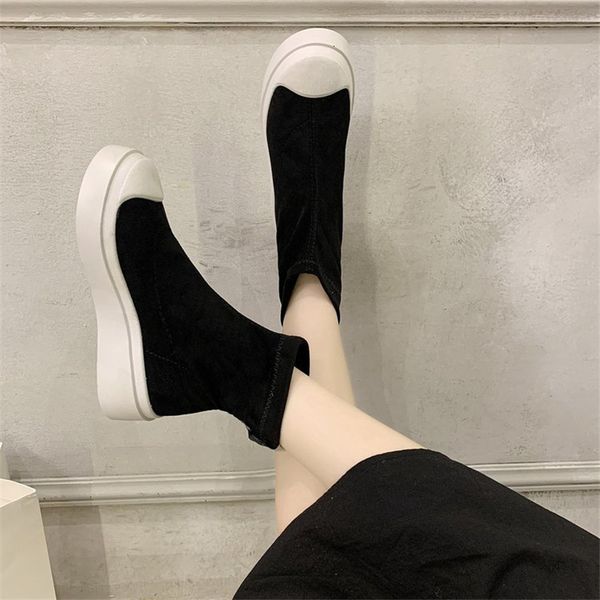 

2021 new autumn camuroza women shoes anti-slip-resistant ladies wear set foot short fashion western boots 3y50, Black