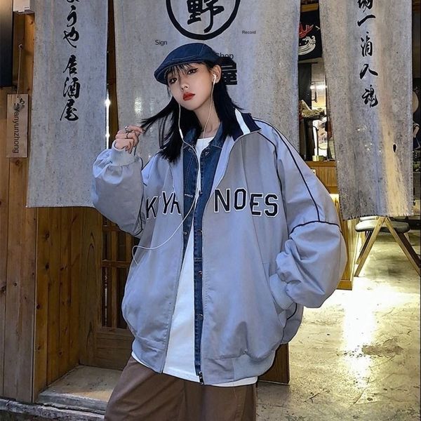 

hong sunscreen sunscreencoat sunscreenkong style stand collar loose baseball uniform women's spring and autumn thin lazy style korean v, White;black