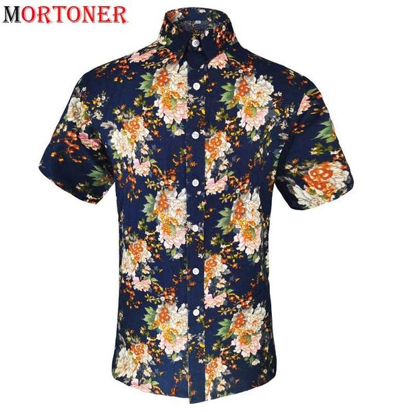 

vintage floral cotton linen shirt men short sleeve loose baggy casual hawaiian shirts mens holiday beach blouse chemise 3xl, White;black