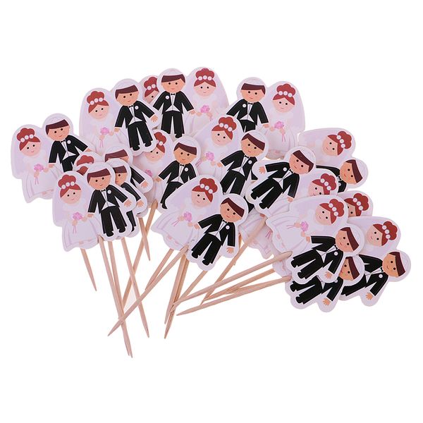 

20pcs paper bride & groom cupcake pick cake er wedding party decoration