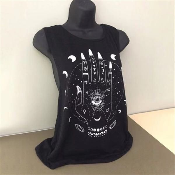 

gywkx 2019 новое лето печать рукавов сверху новый летний женский жилет top печати рукавов жилет женщин 2019 p7flx, White