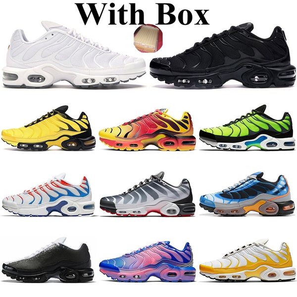 

with box 2021 tn running shoes for men triple black white red pimento psychic blue mens outdoor trainers runner sport sneakers plus 40-45