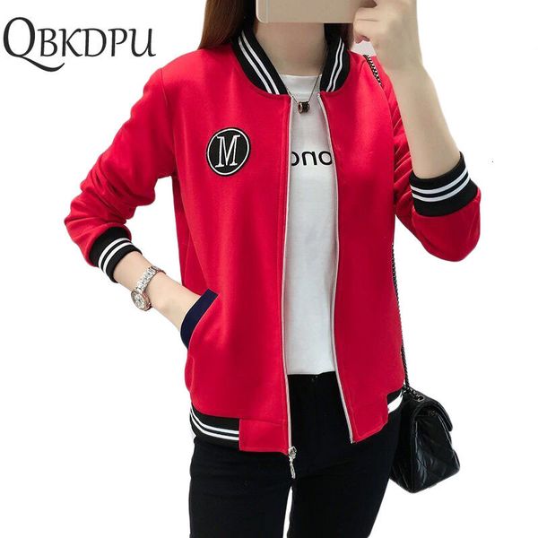 

m classical bomber ladies jacket women coat female autumn casual cardigan team patchwork baseball o-neck bolero 201022, Black;brown
