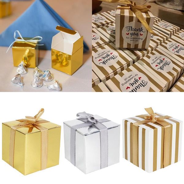 

wedding decoration small gift box bulk candy boxes with ribbons gold striped box party favors baby shower birthday supplies1