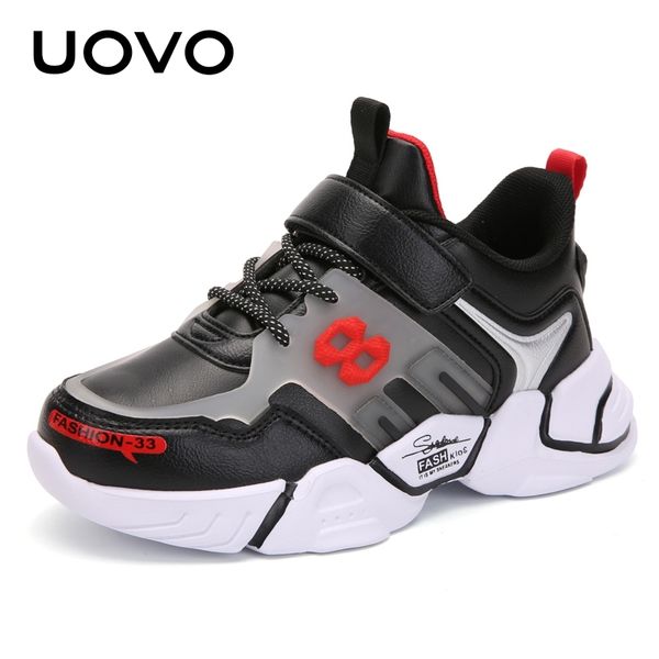 

new style boys and girls 2020 light weight black white sport shoes autumn pu fashion children sneakers #28-39 1029, Black;red