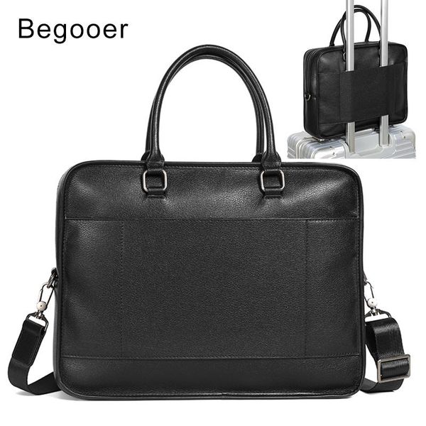 

classic business man briefcase brand computer lapshoulder bag genuine leather men's handbag black messenger bags men bag hot
