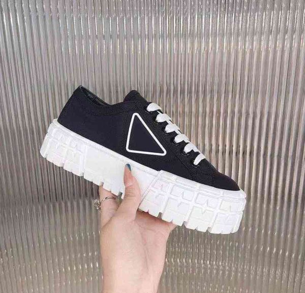 

2021 designer women nylon casual shoes gabardine classic canvas sneakers brand wheel lady stylist trainers fashion platform solid heighten, Black