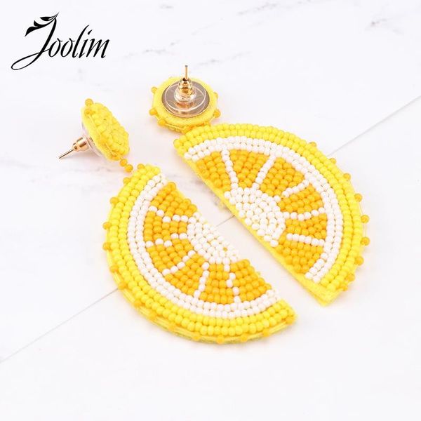 

hoop & huggie joolim beaded lemon dangle eraring summer holiday earring 2021, Golden;silver