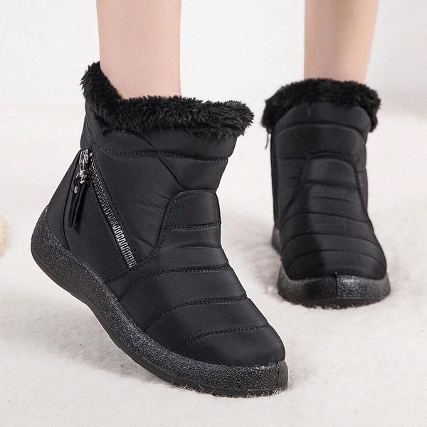 

women boots classic winter boots women plus size snow botas mujer keep warm winter shoes woman plush ankle shoes female #4q6n, Black
