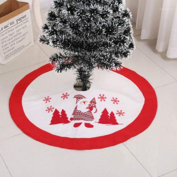 Decorações de Natal 90cm Red e White Tree Salia com Snowflake Carpet Ano Decoração Merry Rug Party Decor1