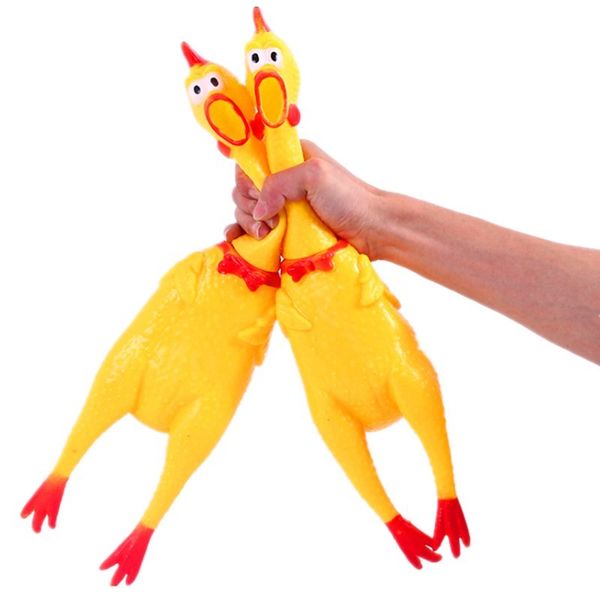 

pet screaming molars yellow rubber chicken dog chew toy durable and funny buzz