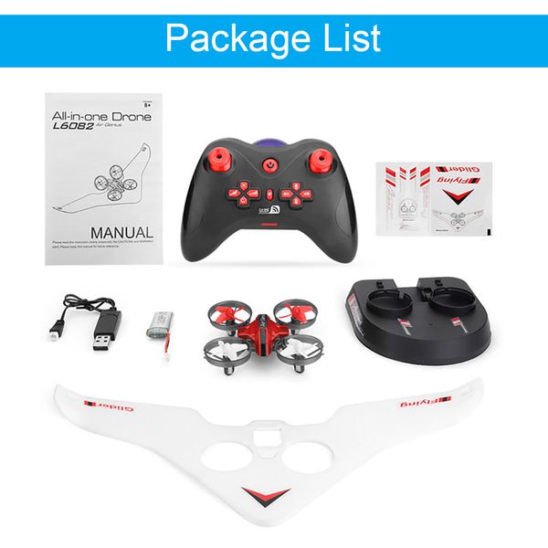 

l6082 3 in 1 quadcopter glider hovercraft 2.4g headless mode rc drone airplane airship multi-functional rc boat remote kids toys