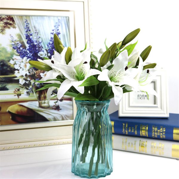 

home artificial heads flower wedding lily 3 party decor silk floral decoration bouquet 38cm length 7 colors