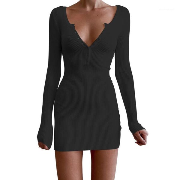 

casual dresses women's clothing dress autumn solid knitti women clothes 2021 v-neck sweater long sleeved party clothes1, Black;gray