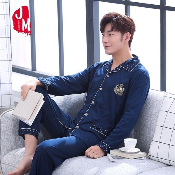 

autumn pyjama men set cotton spring pijama men long sleeve solid pajama man cardigan turn-down collar pajama male l xl xxl xxxl 201109, Black;brown
