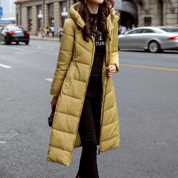 

s-6xl 2020 winter women down jacket plus long fashion cotton outwear hoodie parkas warm jackets female winter coat clothes, Black