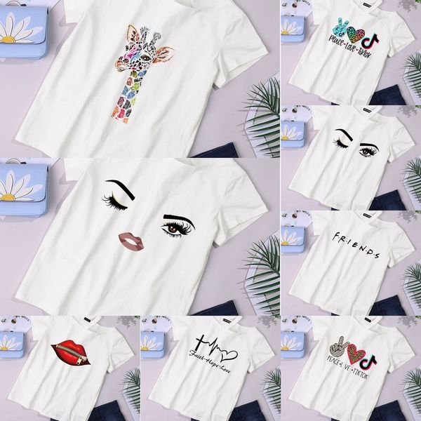 

2020 новых женщин печати выдалбливают плеча короткий рукав 2020 новых женщин жираф жираф печати выдалбливают плеча футболка с коротким рукав, White