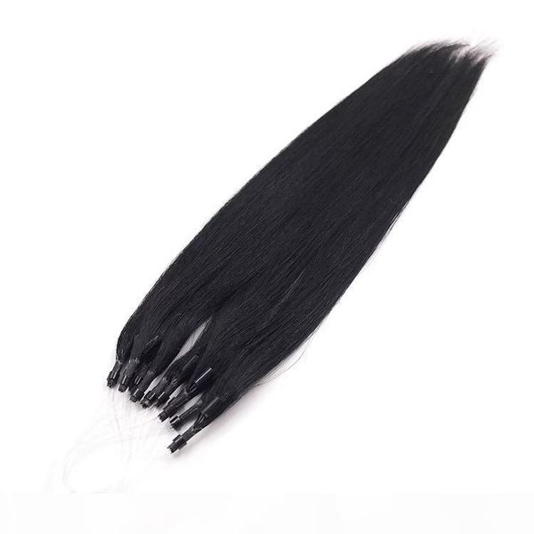 

vmae micro loop ring hair extensions 100% unprocessed virgin peruvian human hair silky straight micro loops 1g strand 100s pack vmae hair, Black
