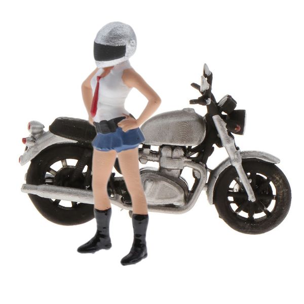 

1:64 scene helmet girl driver racing motorcycle model set