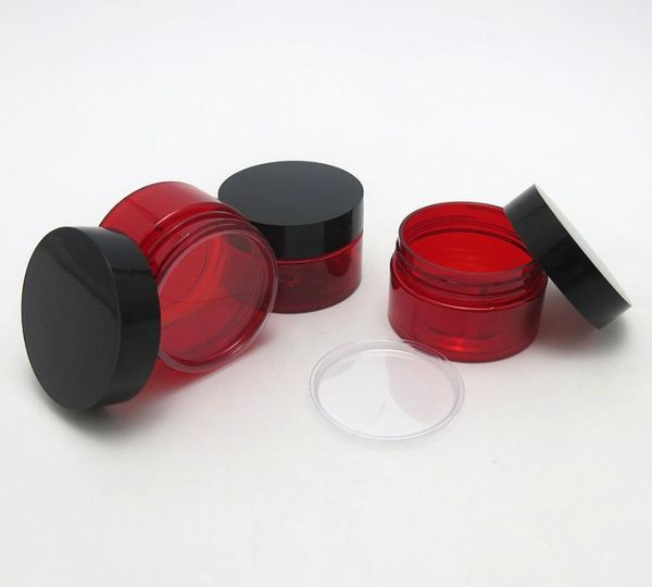 

24 x 30g diy mini portable red jar pot box makeup nail art cosmetic cream 30cc 30ml box black cap container plastic jar1