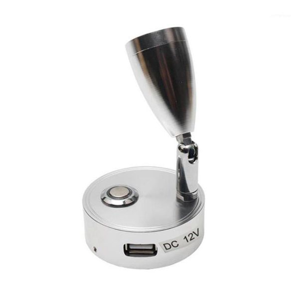 

wall lamp silver 3w dc12v rv boat led reading light with touch control switch and usb charging port mounted for bedside or seat1
