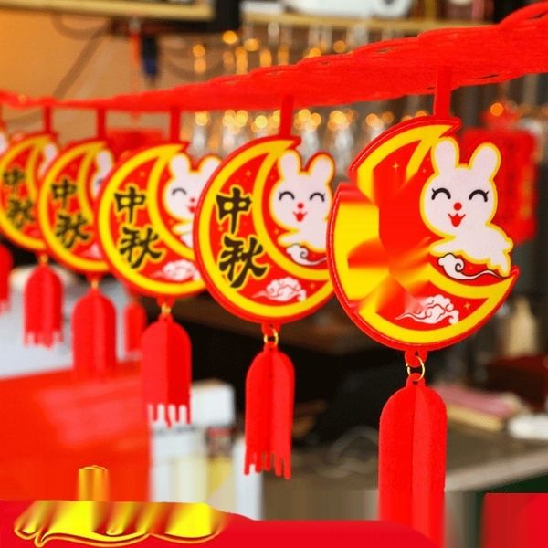 

13gxj shop national day layout festival mid-autumn decoration shopping mall scene 11 supplies creative color color flag pulling flower hangi