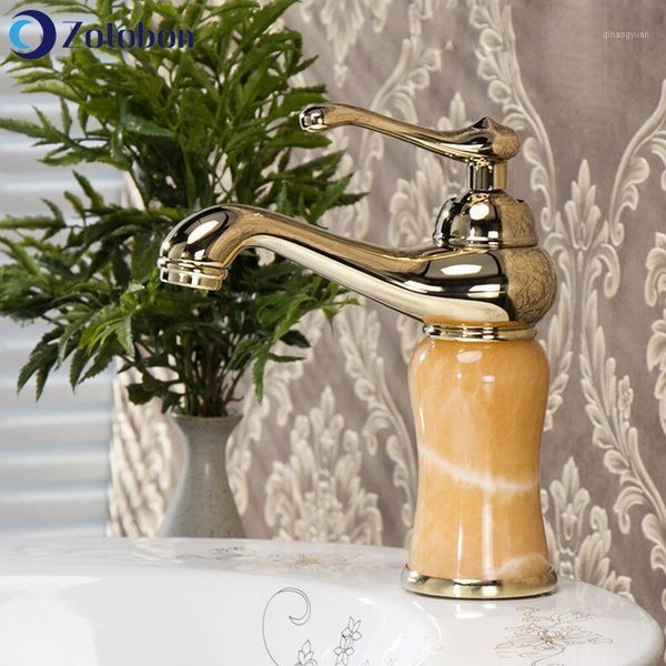 

zotobon brass europe style gold taps cold and water basin faucets bathroom sink tap deck mounted rotating faucet f2121