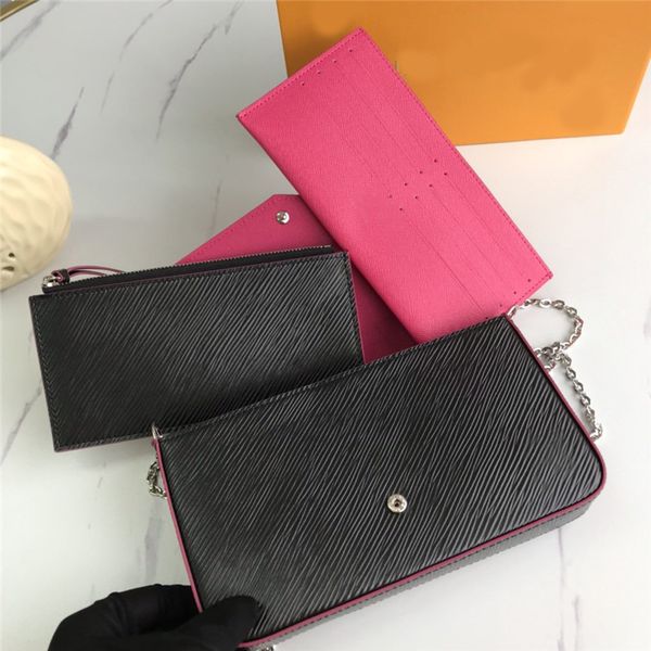 

designer handbags purses 3pcs bag together one set felicie summer wallet card holder coin bag genuine leather dust bag box