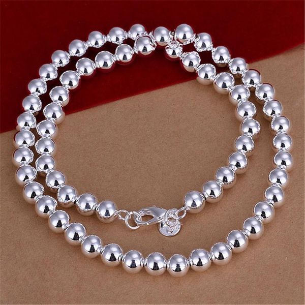 

silver color noble luxury refined elegant 8mm light bead necklace fashion selling silver jewelry n111 h sqcuze