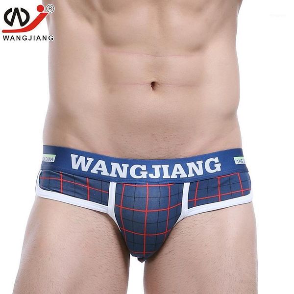 

wj men's underwear u-type bag push up cotton breathable body shaping hip lifting printing houndstooth men's briefs1, Black;white