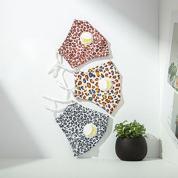 

fashion pure cotton leopard pattern folding hanging ear type anti-fog haze washable dustproof mask with breath valve