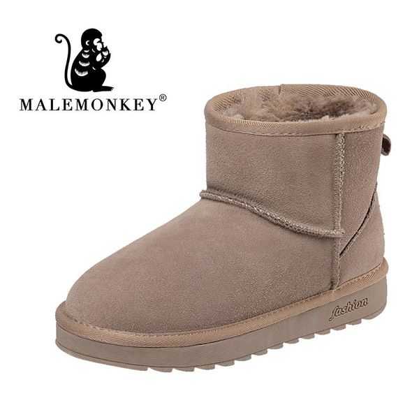 

2020 new fashion women winter snow boots leather casual shoes ladies flats short plush casual snow boots flats keep warm, Black