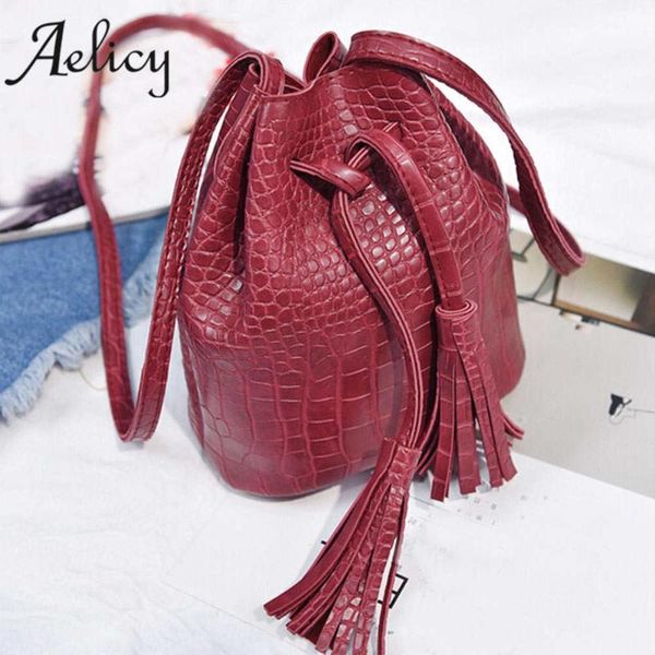 

aelicy brand leather handbag crossbody shoulder messenger tassels bucket bag crossbody bags women messenger bags bolsas feminina